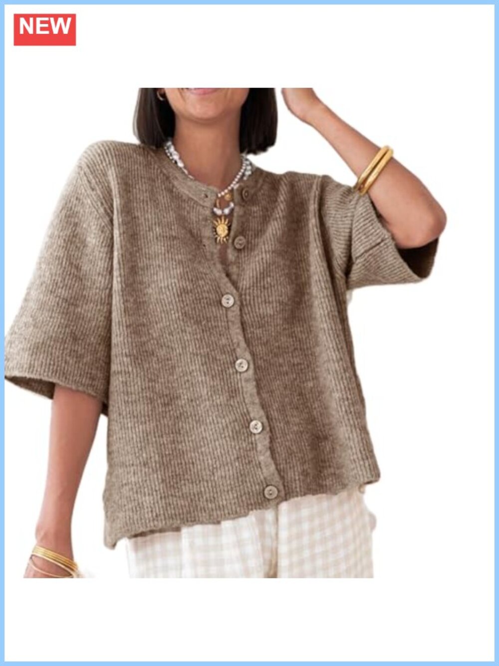 Y2K Cardigan Sweater Short Sleeve Ribbed Knit Crop Button Down